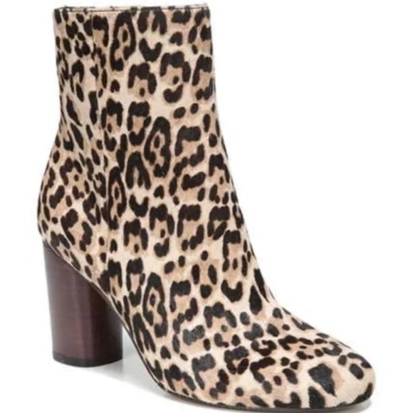 Sam Edelman Corra Leopard Print Calf Hair Leather Booties Ankle Boots Size 7 - Picture 1 of 15